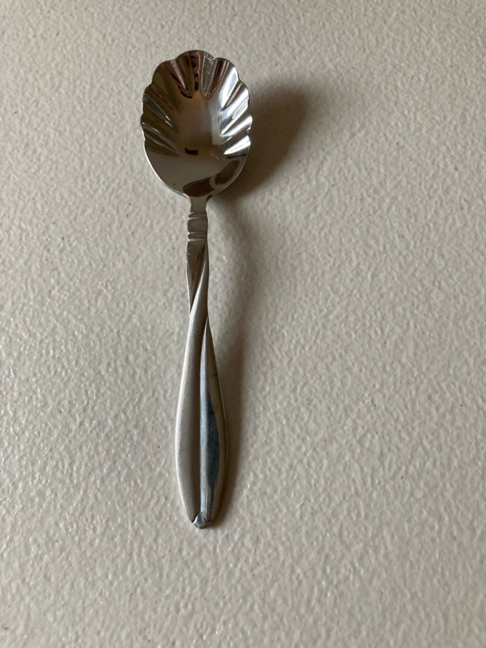 Silver Spoon with Decorative Edges Metal 6” Long